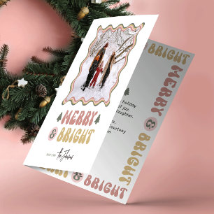 Merry & Bright farbenfroh Retro Fun Foto Weihnacht Feiertagskarte