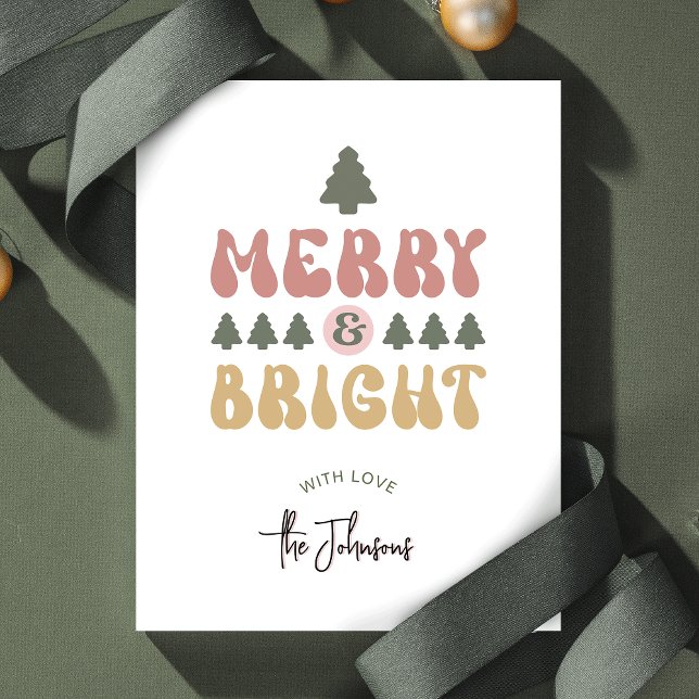Merry & Bright farbenfrohe Retro Weihnachten außer (Fun and colorful Merry & Bright Christmas Card that is sure to impress)