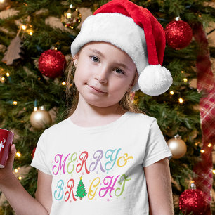 Merry & Bright farbenfrohe Weihnachtsbaum Kindermä T-Shirt