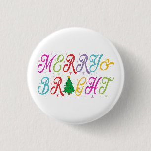 Merry & Bright farbenfrohe Weihnachtsbaume Festiva Button