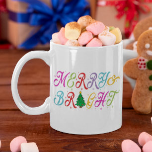 Merry & Bright farbenfrohe Weihnachtsbaume Festiva Kaffeetasse