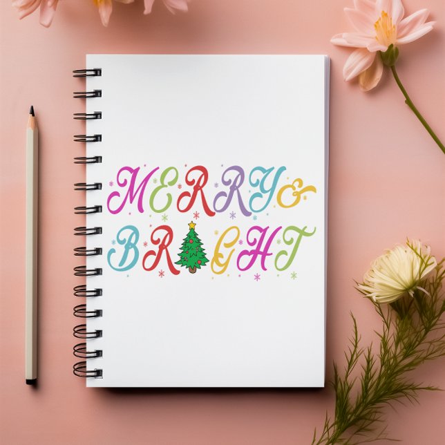 Merry & Bright farbenfrohe Weihnachtsbaume Festiva Notizblock (Von Creator hochgeladen)