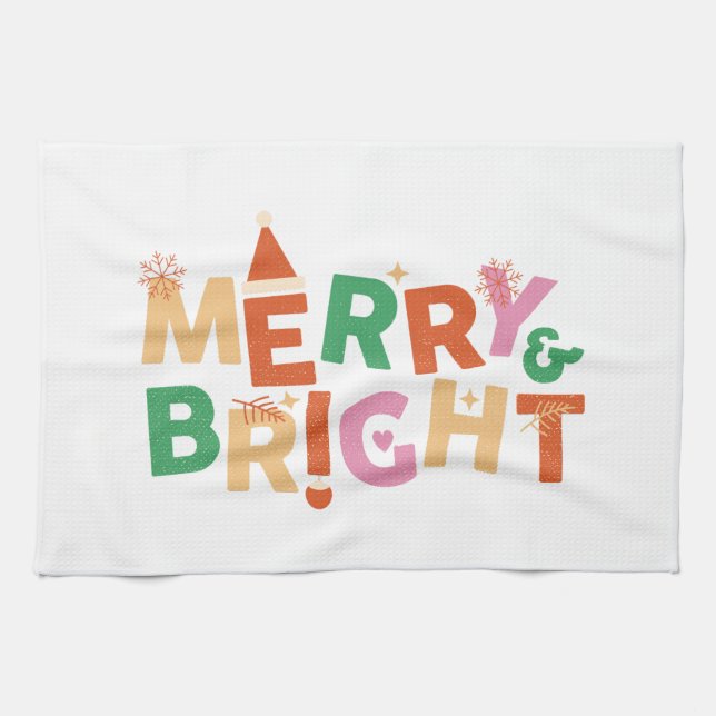 Merry & Bright farbenfroher Urlaub Geschirrtuch (Horizontal)