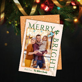 Merry & Bright fette Typografie 1 Foto modern nied Feiertagskarte
