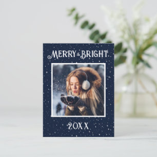 Merry & Bright Foto Blue Starlights Holiday Feiertagspostkarte