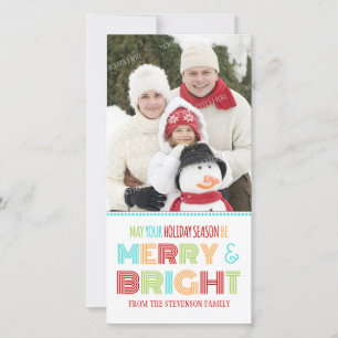 Merry & Bright Foto Card farbenfrohe Weihnachten