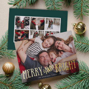 Merry & Bright + Foto Collage Back   Folien Feiertagskarte