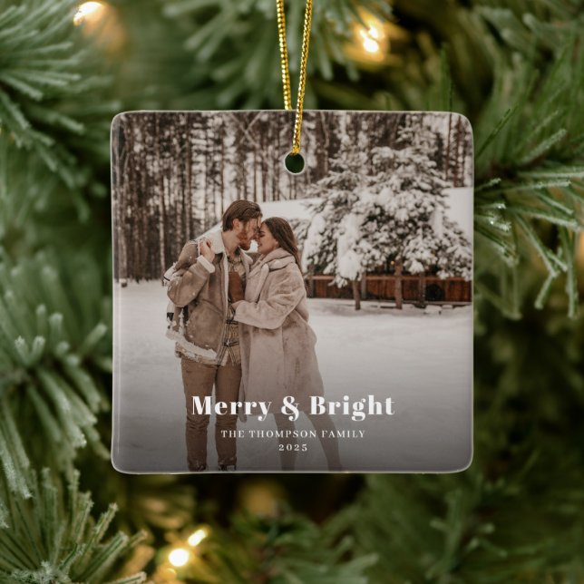Merry & Bright Foto Dark Dusky Keramikornament (Baum)