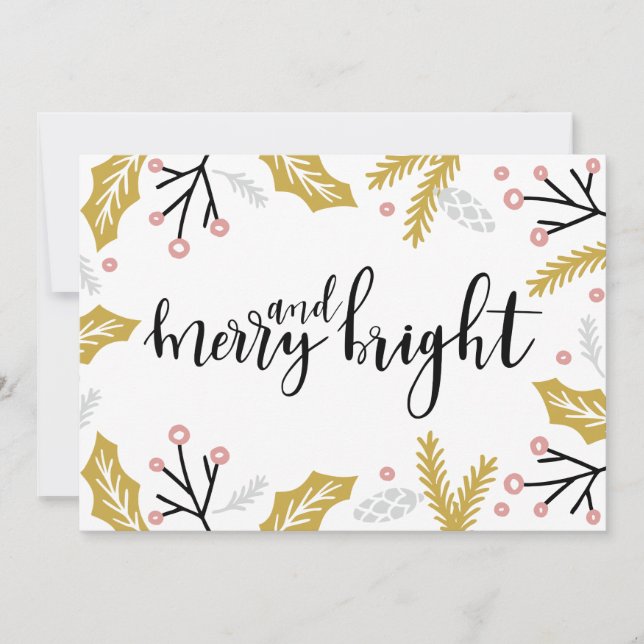 Merry & Bright | Foto Ferienkarte Feiertagskarte (Vorderseite)