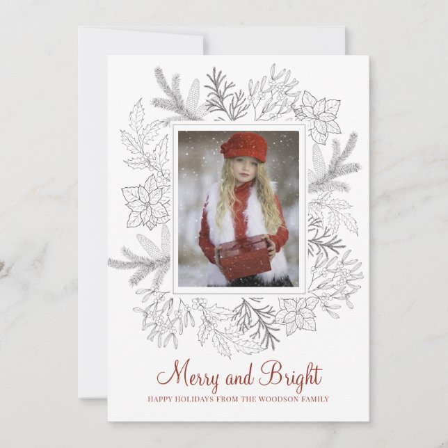 Merry Bright Foto Holiday Girl in Snow Red (Vorderseite)