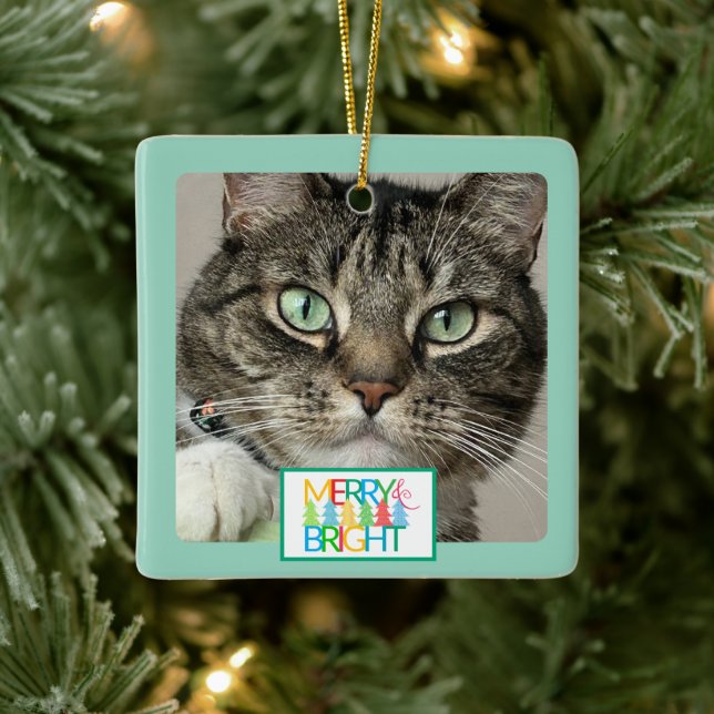 Merry & Bright Foto Ornament (Baum)