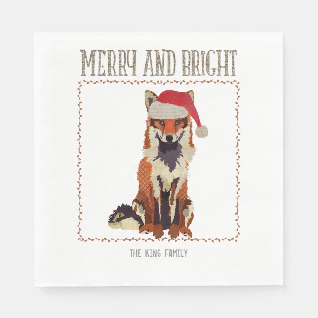 Merry & Bright Fox Napkin Serviette (Vorderseite)