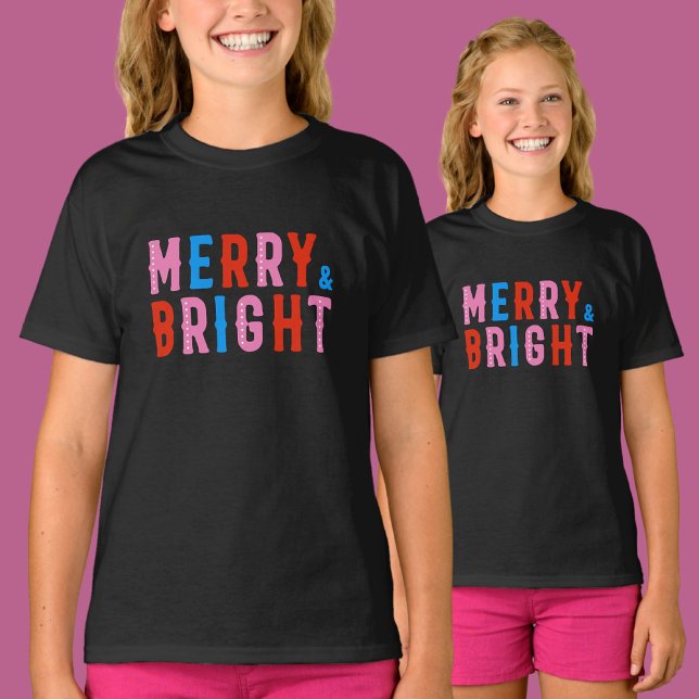 Merry & Bright, Frohe Weihnachten T-Shirt (Von Creator hochgeladen)