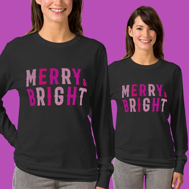 Merry & Bright, Frohe Weihnachten T-Shirt (Von Creator hochgeladen)