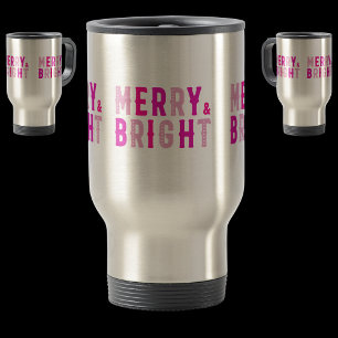 Merry & Bright, Frohe Weihnachten, Weihnachtsgesch Reisebecher