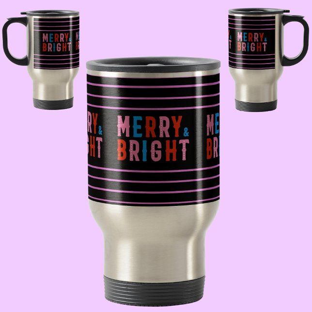 Merry & Bright, Frohe Weihnachten, Weihnachtsgesch Reisebecher (Von Creator hochgeladen)