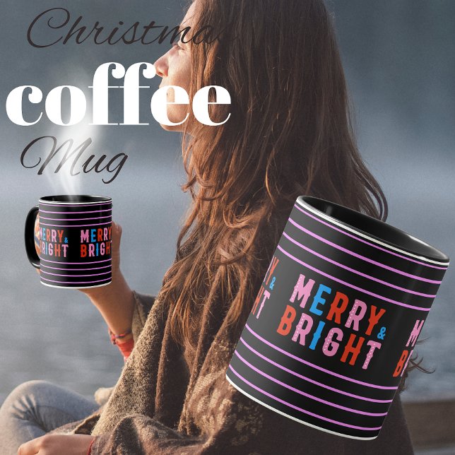 Merry & Bright, Frohe Weihnachten, Weihnachtsgesch Tasse (Von Creator hochgeladen)