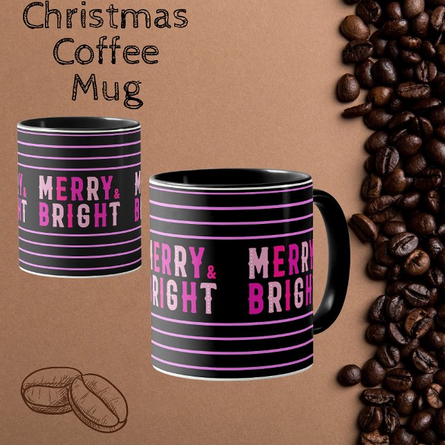 Merry & Bright, Frohe Weihnachten, Weihnachtsgesch Tasse (Von Creator hochgeladen)