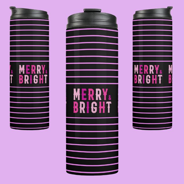 Merry & Bright, Frohe Weihnachten, Weihnachtsgesch Thermosbecher (Von Creator hochgeladen)