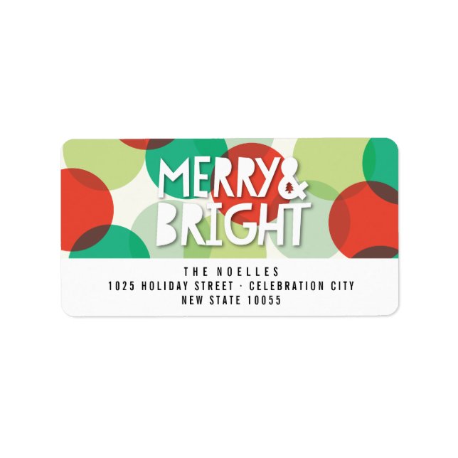 Merry & Bright Fun farbenfroh Confetti Dots Holida Adressaufkleber (Vorne)