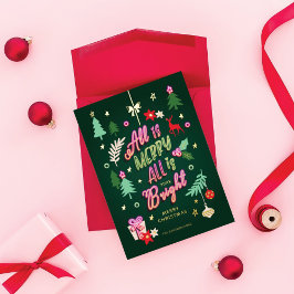 Merry Bright Fun Neon Signieren WeihnachtsLICHT Fo Folien Feiertagskarte