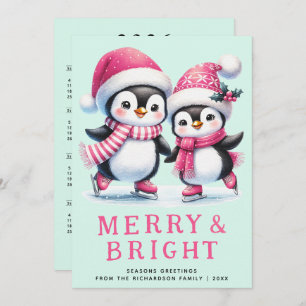 Merry & Bright Fun Penguin Pink Minze Weihnachten