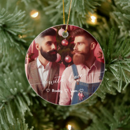 Merry & Bright Gay Retro Rosa | Benutzerdefinierte Keramik Ornament