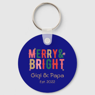 Merry & Bright Gigi & Papa Großeltern Geschenk Schlüsselanhänger