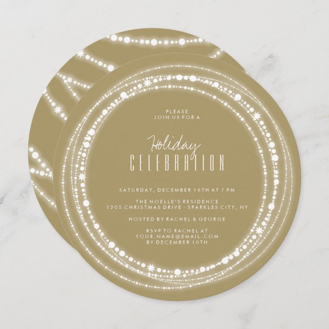 Merry & Bright Glitzern Chic Feier einladen Einladung (Vorne/Hinten)