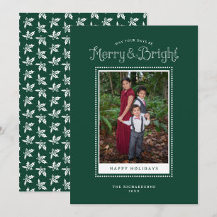 Merry Bright Green Elegant Foto Feiertagskarte