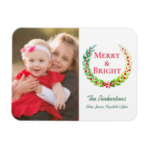 Merry & Bright Green Laurel Wreath Foto Holiday