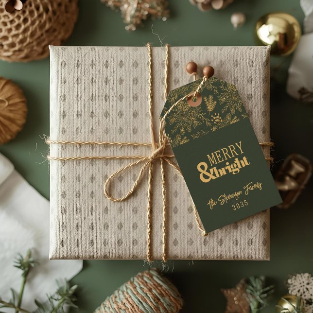 Merry & Bright Green Poinsettia Holiday-Geschenk-T Geschenkanhänger (Von Creator hochgeladen)