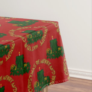 Merry-Bright, Green Xmas Candle-Tablecloth 60x104i Tischdecke