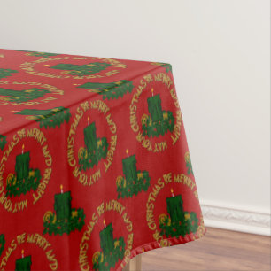 Merry-Bright, Green Xmas Candle-Tablecloth 60x84in Tischdecke