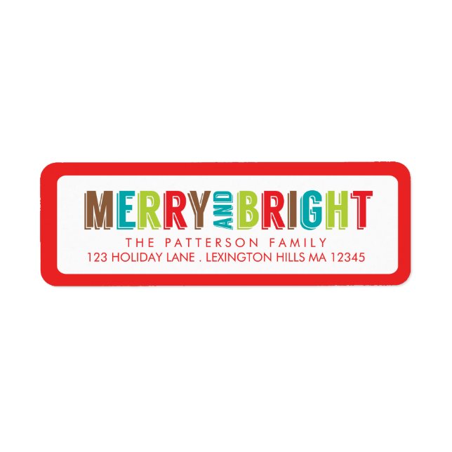 Merry & Bright Greetings Holiday Address Label (Vorne)