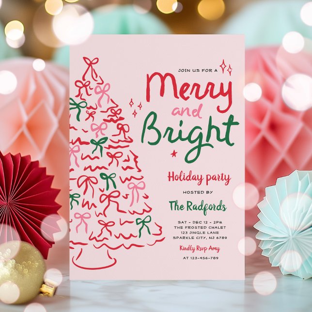 Merry & Bright Hand gezeichnete Weihnachtsfeier Einladung (Von Creator hochgeladen)