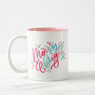 Merry & Bright Hand Letters Zweifarbige Tasse