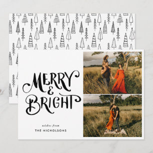Merry & Bright Handgeschriebenes Script Family Fot Einladung