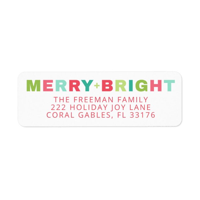 Merry + Bright Holiday Address Label (Vorne)