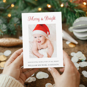 Merry & Bright Holiday Birth Announcement Card Einladung