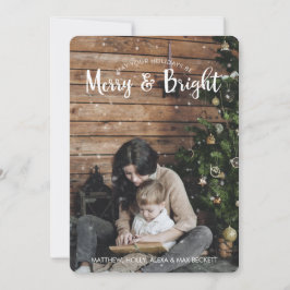 Merry & Bright Holiday Card mit Schnee Feiertagskarte