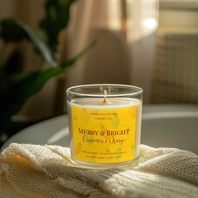 Merry & Bright Holiday | Editable Christmas Candle Quadratischer Aufkleber (Von Creator hochgeladen)