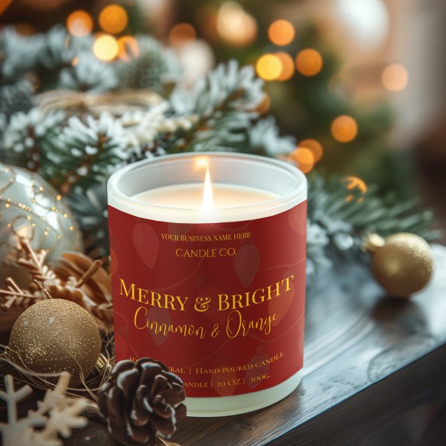 Merry & Bright Holiday | Editable Christmas Candle Quadratischer Aufkleber (Von Creator hochgeladen)