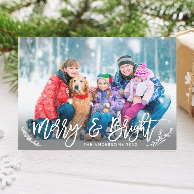 Merry & Bright Holiday Foto Card Feiertagskarte (Von Creator hochgeladen)
