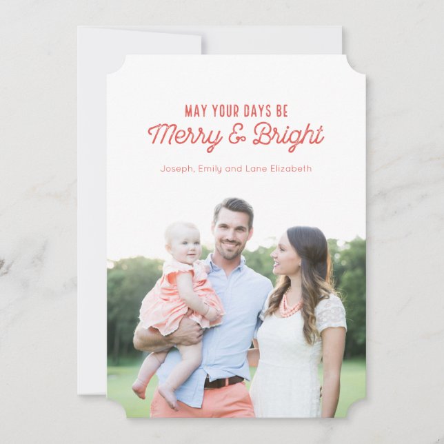 Merry & Bright Holiday Foto Card Feiertagskarte (Vorderseite)