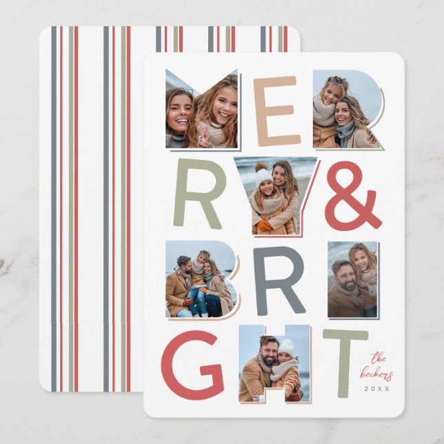 Merry & Bright Holiday Foto Collage (Vorne/Hinten)