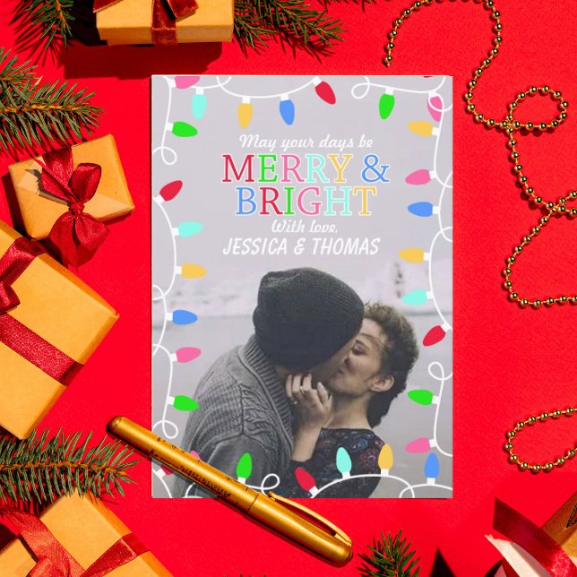 Merry & Bright Holiday Foto Weihnachtskarte Feiertagskarte (Von Creator hochgeladen)