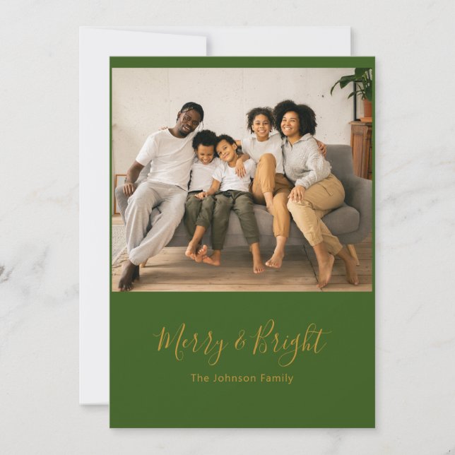 Merry & Bright Holiday Weihnachtskarte Feiertagskarte (Vorderseite)