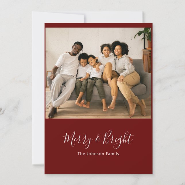 Merry & Bright Holiday Weihnachtskarte Feiertagskarte (Vorderseite)