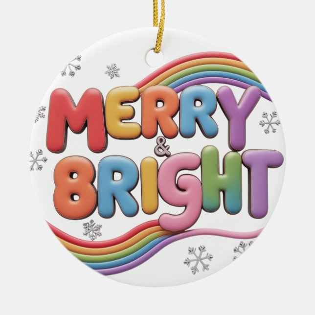 Merry & Bright Keramik Circle Ornament (Vorne)